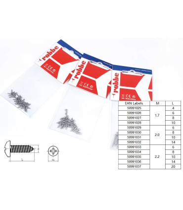 Vis en tôle cruciformes 2,2x14mm 30pcs. acier inoxydable