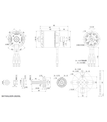 Moteur Brushless Skywalker 2820SL 550kv