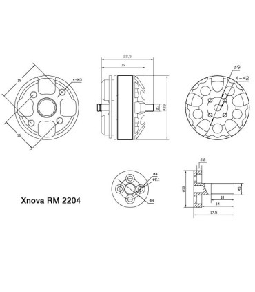 Xnova 2204-2300KV combo 4 motoren