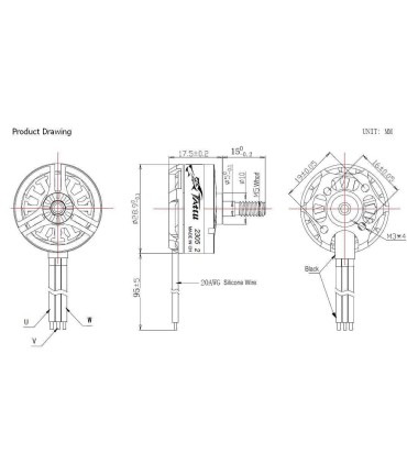Motor Tattu 2305 2450KV combinação de 4 motores