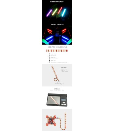 FuriousFPV Single Row LED Strip (4 Strips) Worm. 2