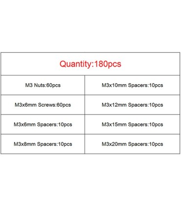 Kit de 180 fixadores e espaçadores M3 RJX Hobby