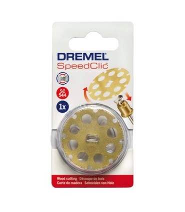 Cut-off schijf van hout en kunststof met een Dremel SC544