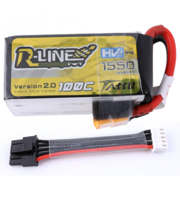 Bateria Tattu R-Line V2 4S 1550mAh 100C (Cabo desmontável)