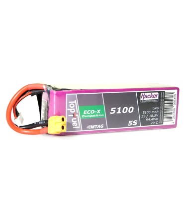 Batterie lipo TopFuel 20C ECO-X 5100mAh 5S Competition F3A MTAG