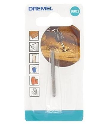 Fresa de carburo de tungsteno Dremel 9903 para metal y madera, Extremo redondo, Diámetro 3,2 mm para Herramienta multiusos