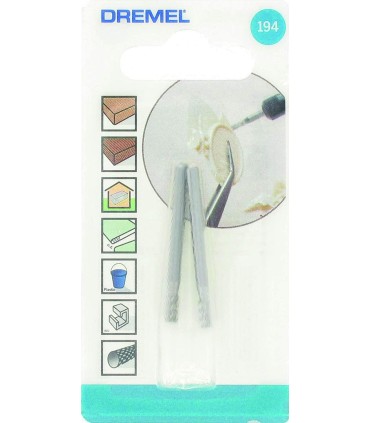Dremel 194 conjunto de 2 fresadores de aço, extremidade cilíndrica, Ø 3,2 mm para gravura e gravação com ferramentas