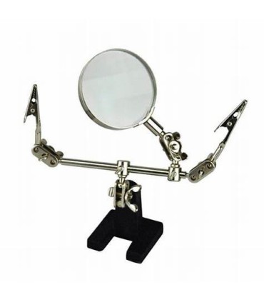 Double clamp with magnifying glass